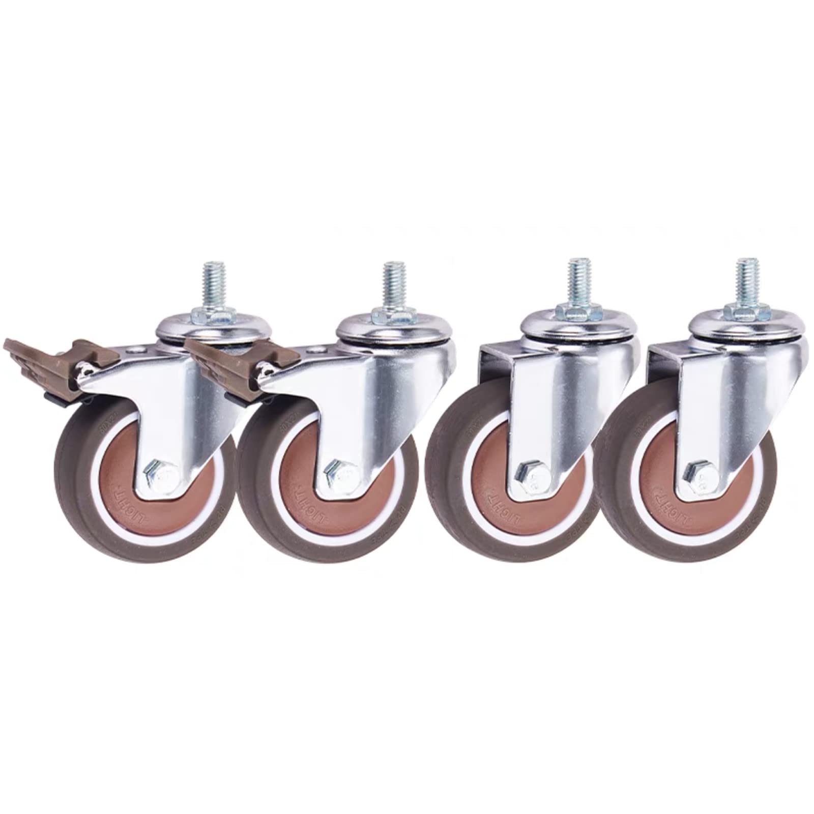 Roulettes pivotantes de 2,5 pouces pour meubles avec tige filetée M8 x 15 mm Lot de 4
