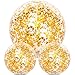 Hsei 3 Pieces Inflatable Beach Ball Glitter Beach Ball Floatable Confetti Ball for Summer Beach, Pool and Party Favor (Golden, 16 and 24 Inch)