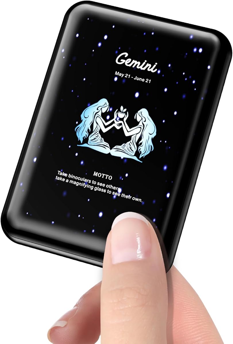 Mini Power Bank 10000mAh,Small Portable Charger USB C in/Output 22.5W Fast Charging,Best Gift for Various Festivals - Constellation Battery Pack for iPhone Samsung iPad Tablet(Gemini)