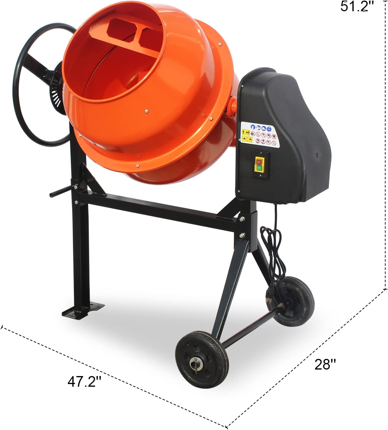 Oarlike Electric Concrete Mixer 4/5 HP 5 Cu Ft Portable Cement Mixing Machine for Stucco with Wheel and Stand : Tools & Home Improvement