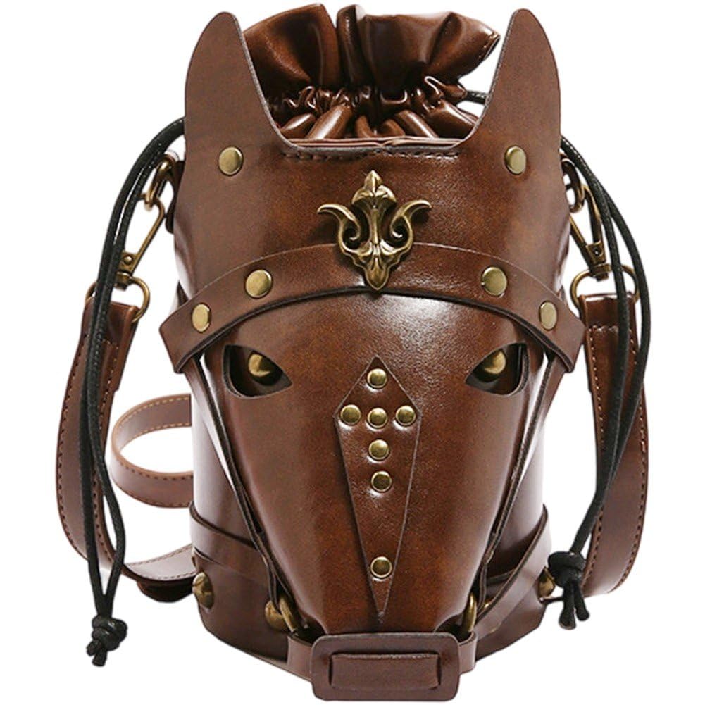 Sac à bandoulière en cuir PU pour femme style médiéval vintage à cordon
