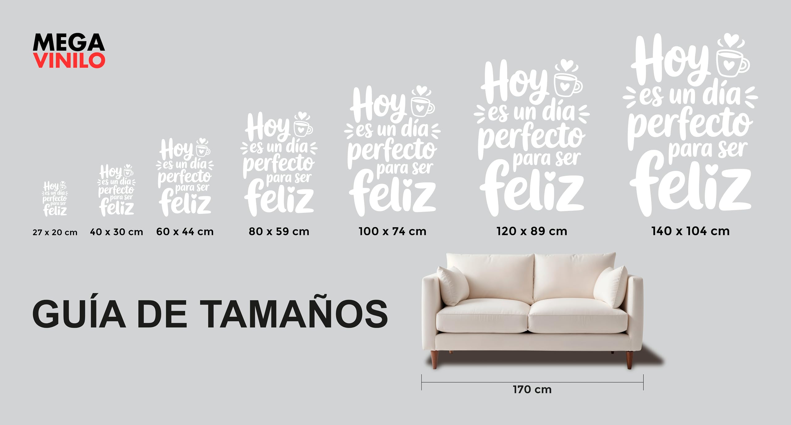 Vinilo Adhesivo Decorativo con Frase Positiva "Hoy Es Un Día Perfecto Para Ser Feliz", Pegatina Inspiradora para Decorar Hogar, Oficina o Dormitorio, Decoración Moderna y Alegre (Blanco, 140 x 104 cm)