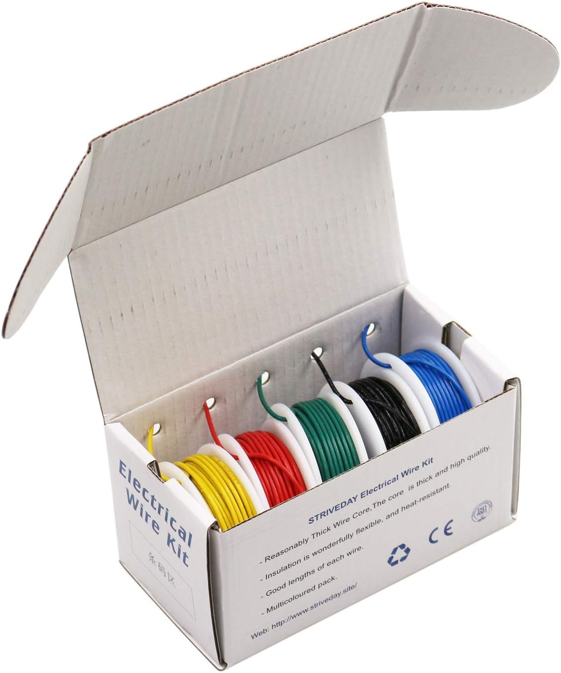 FEP Teflon High Temperature Wire of 22awg with Red Blue Green Yellow Black Colors in Box Magnet Wire.Each Color 8m