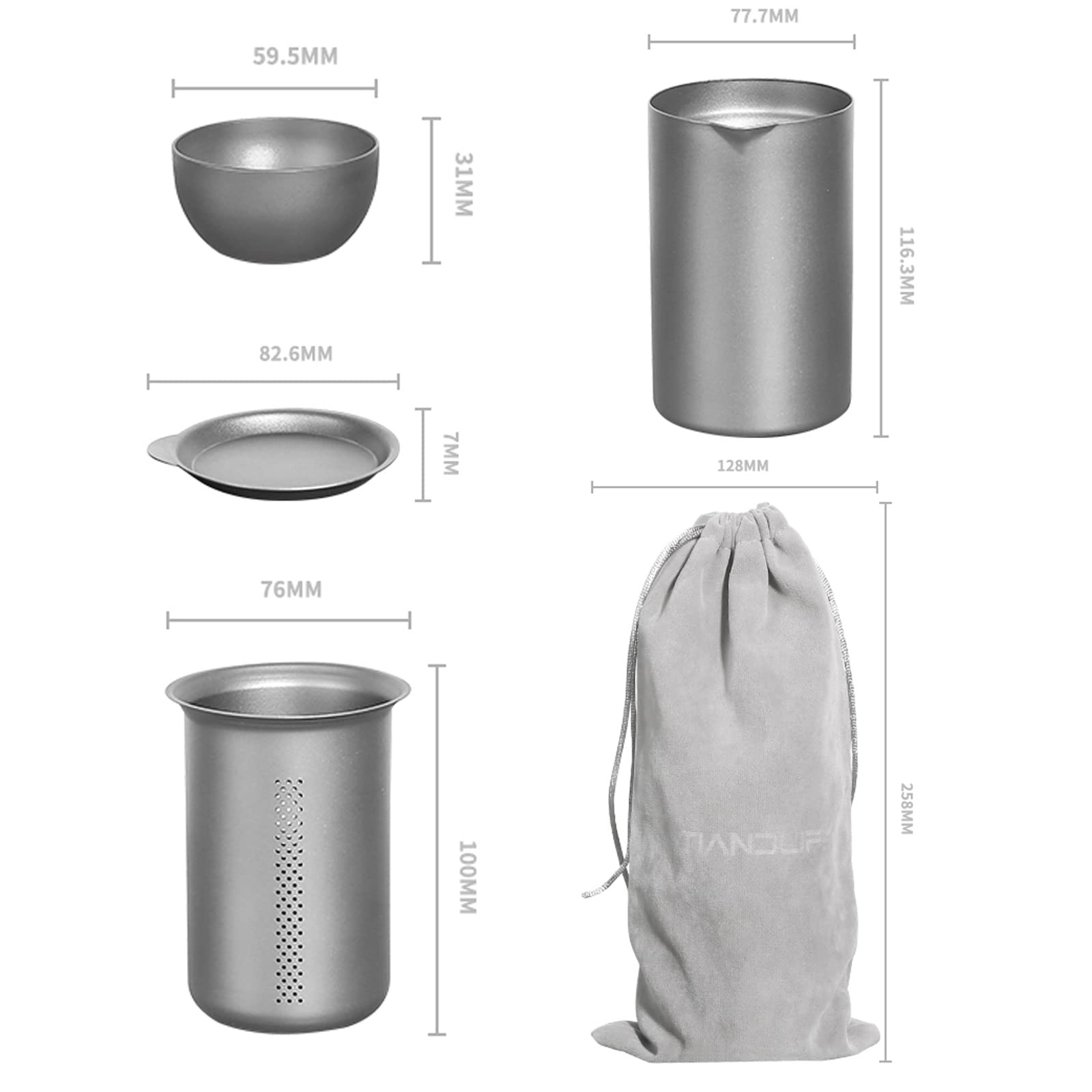 TAIC タイック チタン ティーセット ティーポット ティーカップ Amazon | TIANDLIFE チタン ティーポット カップセット 二重構造