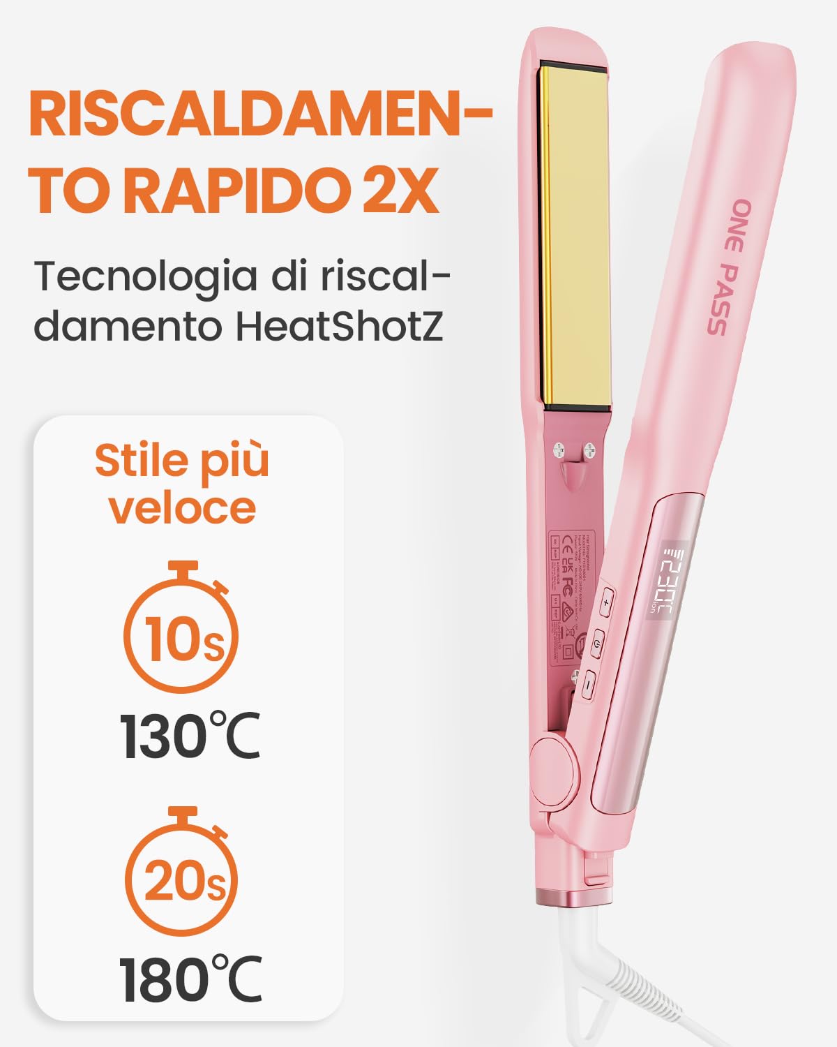 Faszin Plancha de pelo profesional 2 en 1, iones de titanio, tiempo de calentamiento de 20 segundos, pantalla LCD, para un peinado suave, rizado y preciso, mejor que las planchas anchas (rosa)