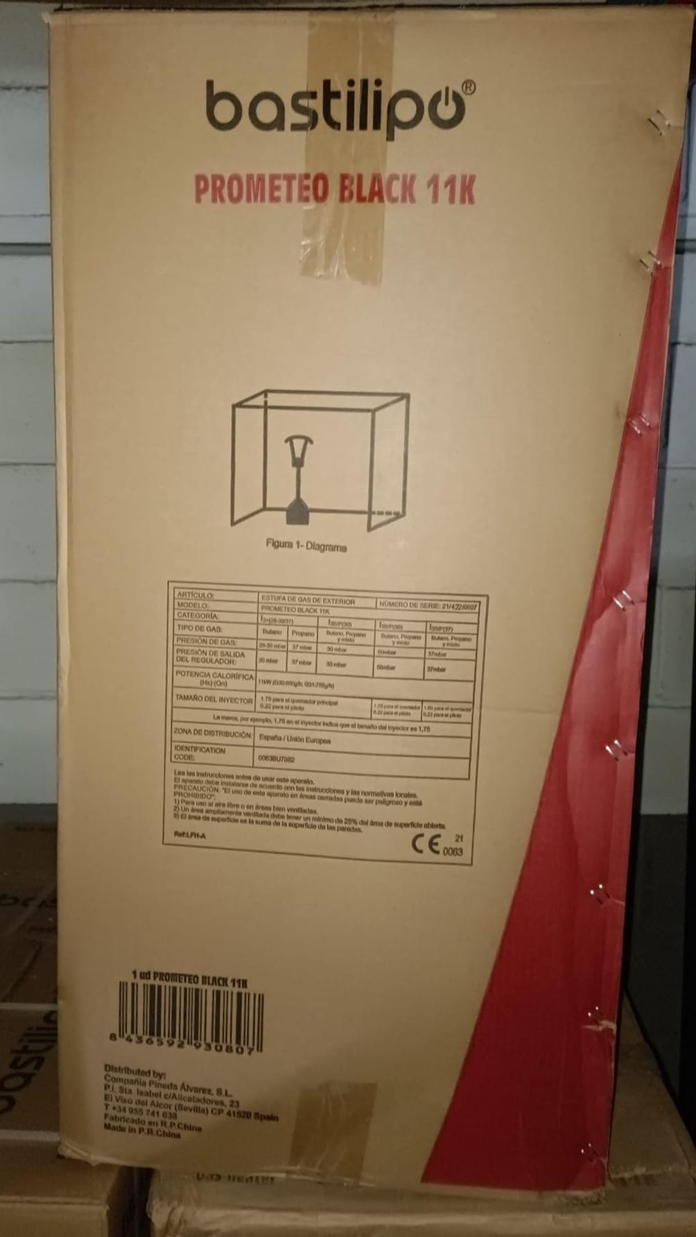 Prometeo Black 11K - Estufa de gas para Exteriores -Estufa para jardin o terraza de 11KW - Propano o Gas butano - Radio de acción 20-30m² - Bastilipo (0807)