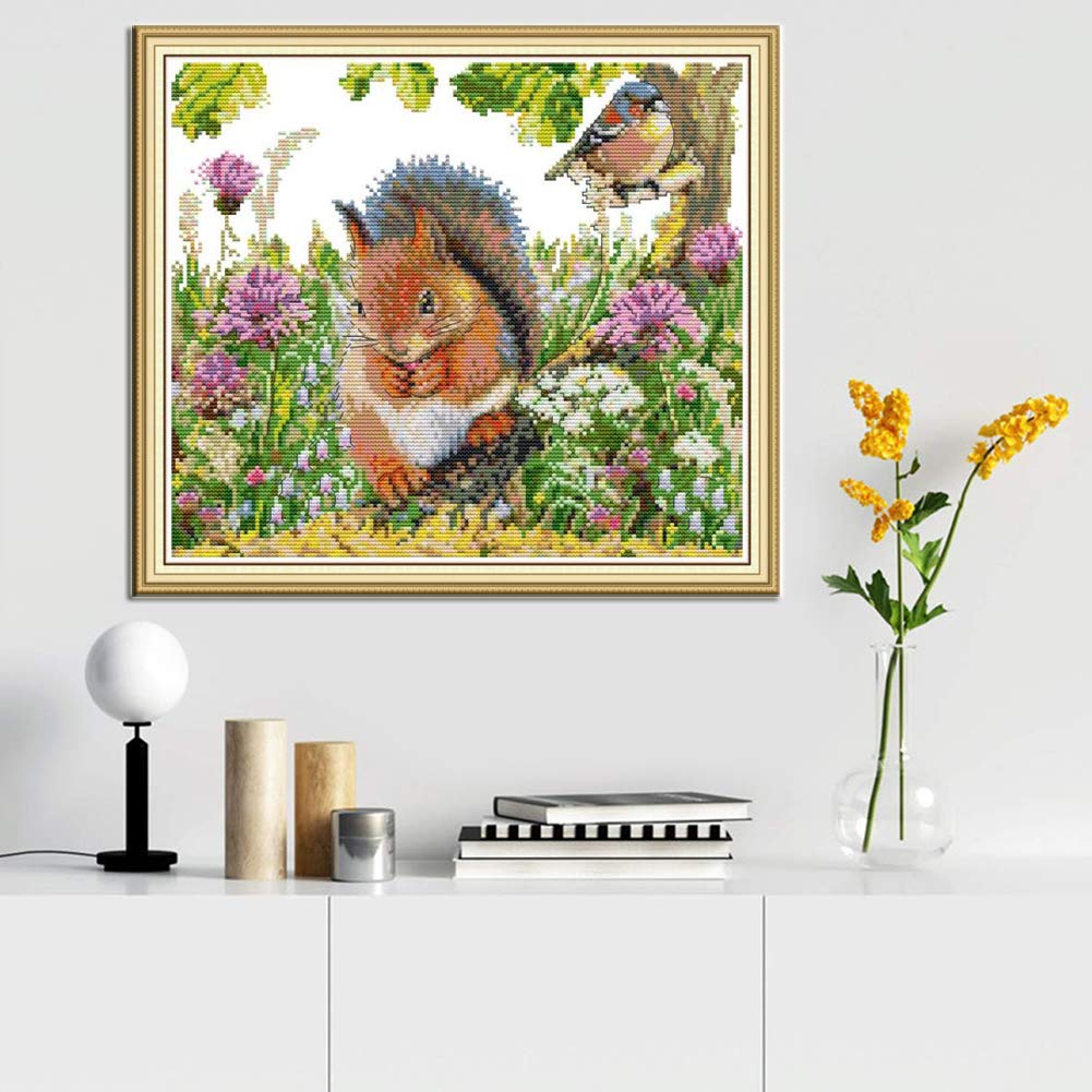 Kit De Bordado De Punto De Cruz Para Adultos Y Niños, Gatos De WOWDECOR Animales De Navidad Perros Divertidos 11 Quilates Con Sello DMC Costura Fácil Principiantes Ardilla