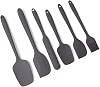 Deconox Silicone Kitchen Helper, 6pcs Silicone Spatula, Soup Spoon, Oven Brush, Spatula, Heat Resistant and Nonstick, Stainless Steel and Seamless One Piece Design Black-Grey-Red (GRAY)