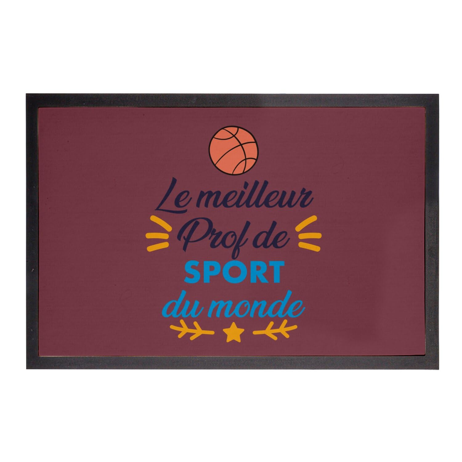 Paillasson Sport Basket Tapis Entrée Ballon Rouge 75x50cm