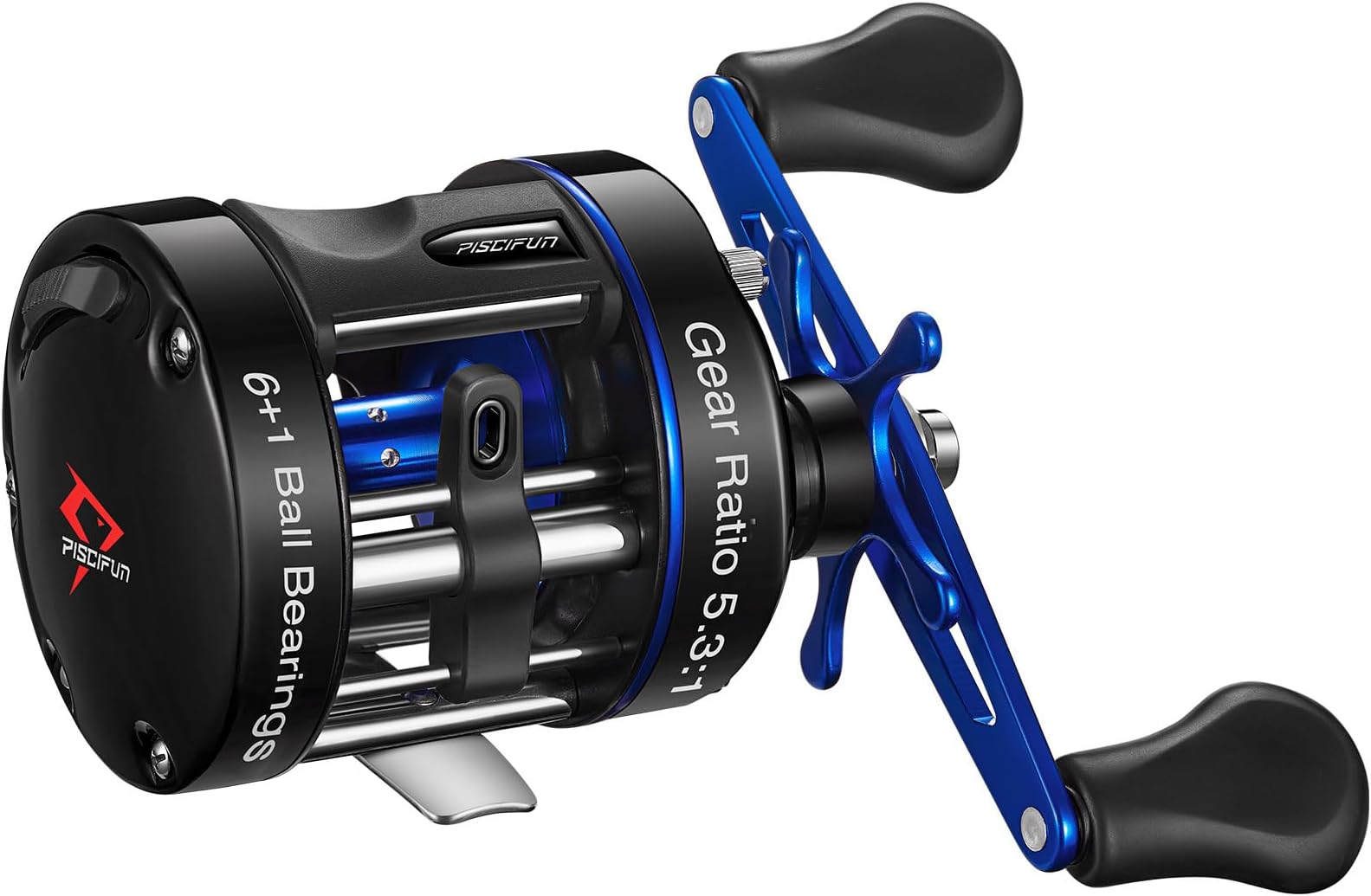 Piscifun Chaos XS Baitcasting Fishing Reel, Reinforced Metal Body Round Baitcaster Reel, Smooth Powerful Saltwater Inshore Surf Trolling Reel, Conventional Reel for Catfish, Musky, Bass, Pike