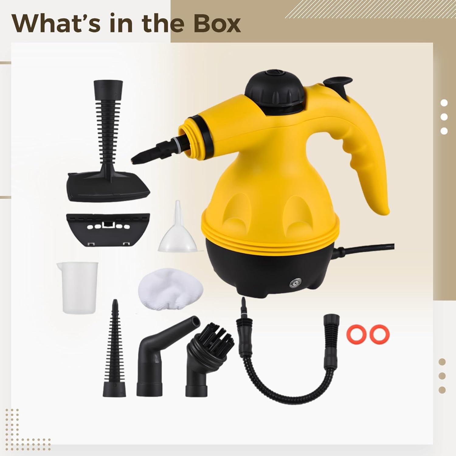 Home and Kitchen Steam Cleaner, Portable with Multiple Attachments, 3.0 Bar Pressure, 9.8 Ft Cord, 9.8 X 5.1 X 8.7 in