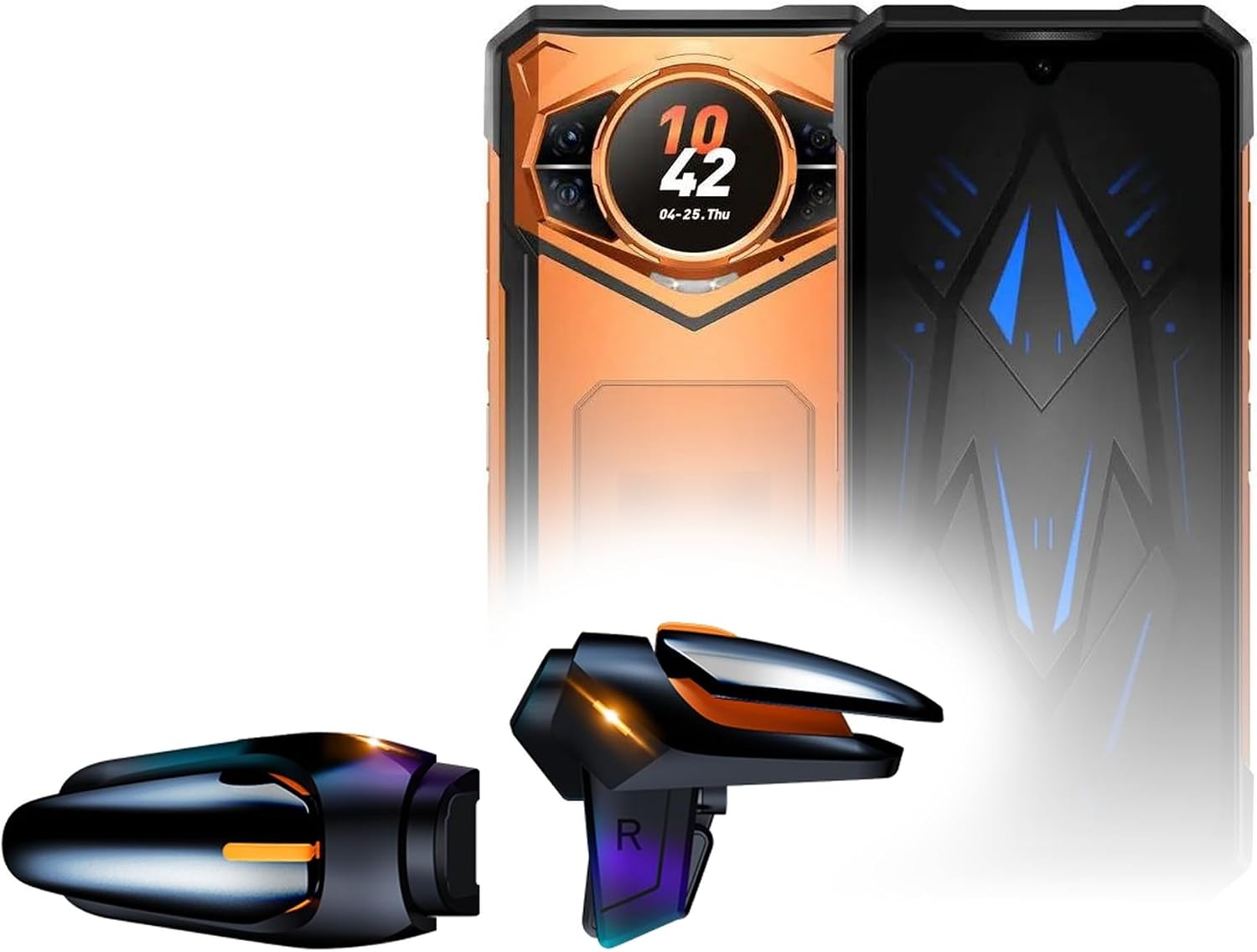 BoxWave Gaming Gear Compatible with Doogee S200 - Touchscreen QuickTrigger Auto, Trigger Buttons Autofire Gaming Mobile FPS - Jet Black