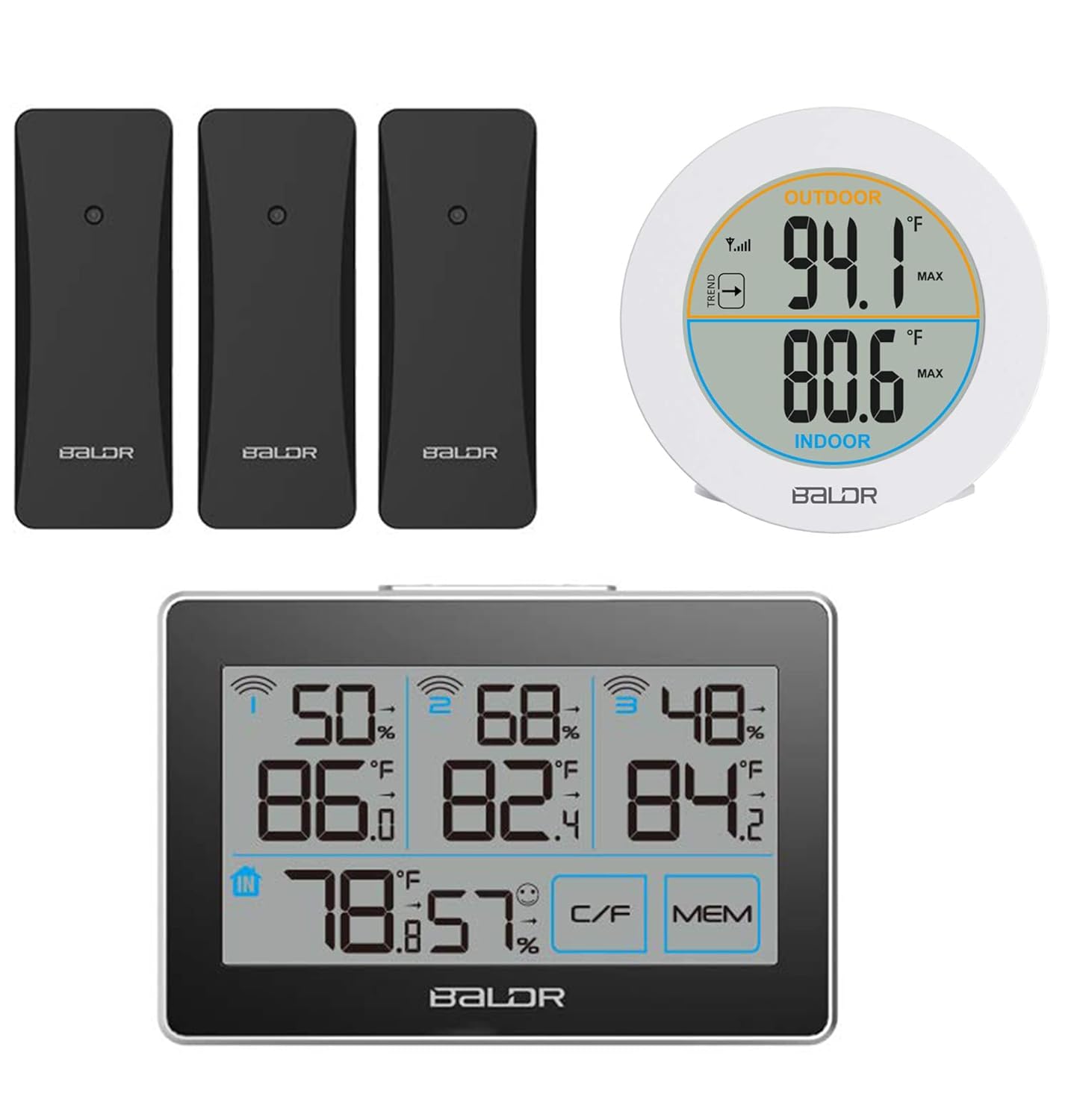 BALDR Digital Wireless Weather Station with 3 Remote