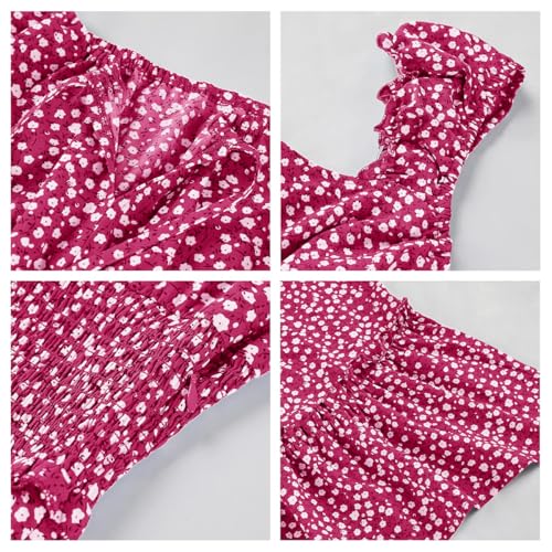 Image of YOBECHO Womens Summer Sexy Sweetheart Collar Printed Ruffle Mini Dress