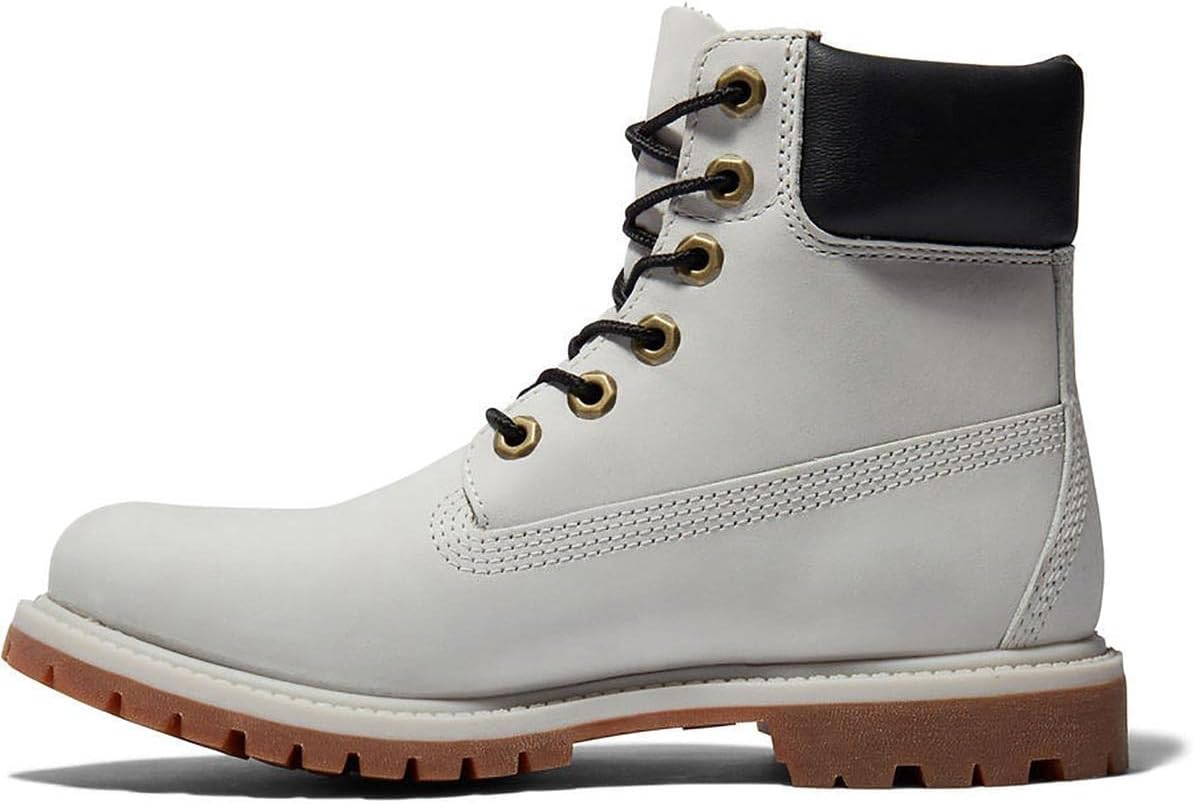 Timberland Womens Premium Leather Combat & Lace-up Boots Gray 7.5 Medium (B,M)