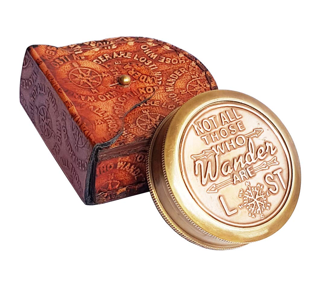 Brass Nautical"Not All Those Who Wander are Lost Magnetic Compass Graduation Confirmation Day Gift Compass Marine Antique Replica Vintage Magnetic Direction Antique Compass