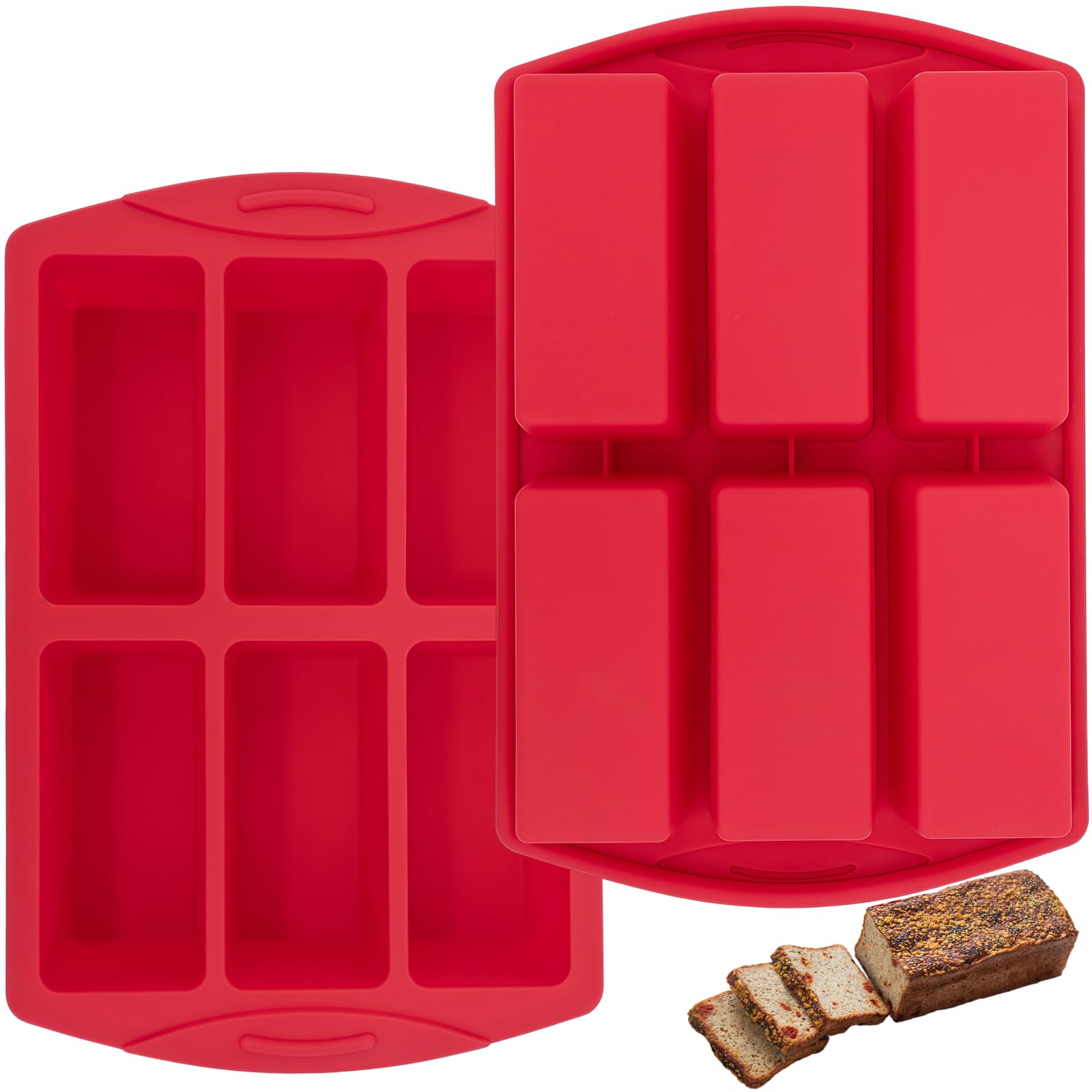 QEEYON Set of 2 Silicone Mini Loaf Pan, Chocolate Bar Moulds