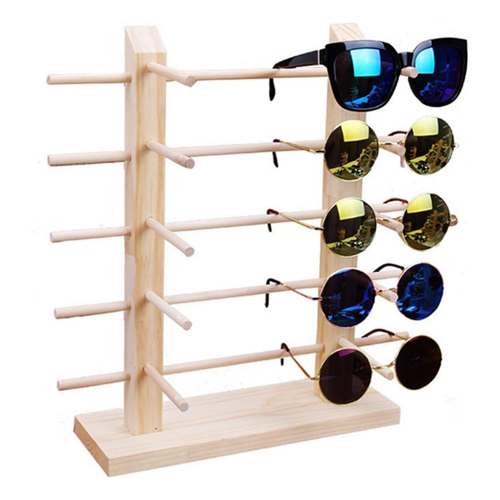 Holz Sonnenbrillen Display Halter Brillen Display Rack Sonnenbrillen Lagerung Rack Sonnenbrillen Und Sonnenbrillen Lagerung Display Rack (Color : Wooden, Size : 34.5 * 36.2cm)