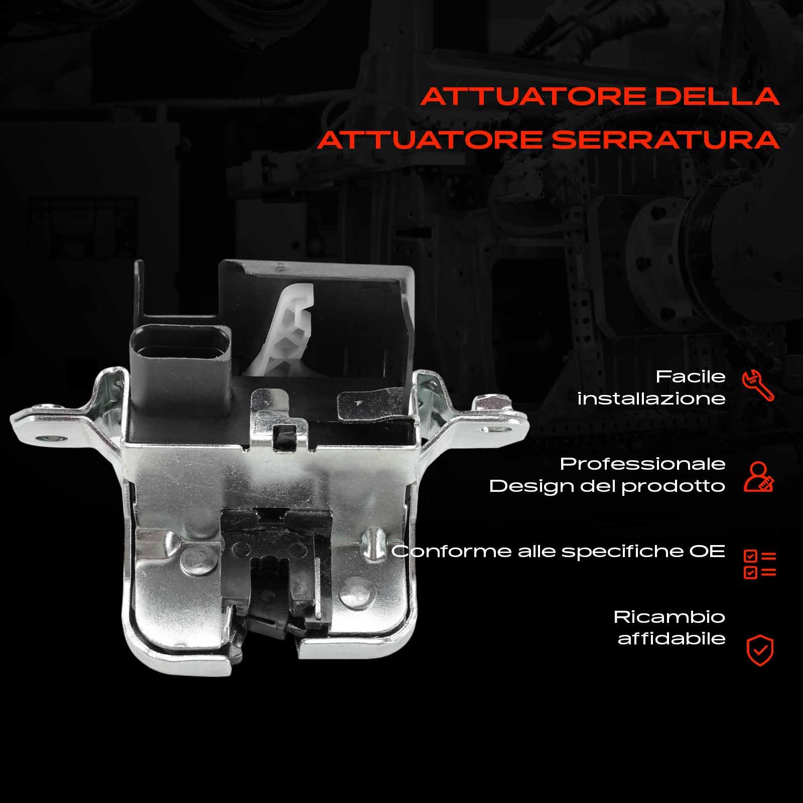 Frankberg Serratura porta serratura auto Portellone posteriore Compatibile con T.o.u.a.r.e.g 7P5 7P6 S.h.a.r.a.n 7N1 7N2 A.l.h.a.m.b.r.a 710 711 S.h.a.r.a.n 7N Replace# 7P0827505E