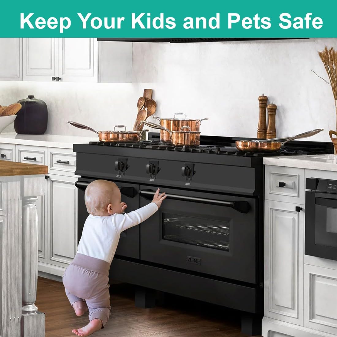 10 Serrature Di Sicurezza Per Manopole Fornelli A Gas – 2 Design (Testa Rotonda E Piatta) – Protezione Bambini E Animali Domestici – Facili Da Installare