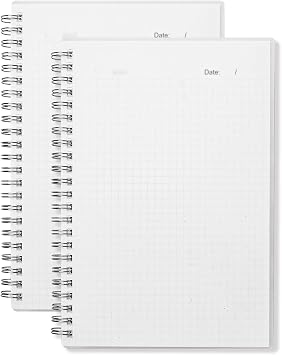 Graph Ruled Spiral Notebook, 5.8 x 8.3 Inches A5, Square 5mm Grid Paper Journals with Plastic Hardcover, 140-Pages 70-Sheets Per Pack Pack of 2
