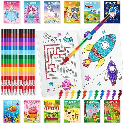 BenLouis Coloring Books for Kids With Stacking Crayons Set Mini