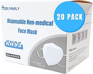 20 Units Disposable KN95 Face Masks, Non-Woven 5-Layer Disposable Mask, Elastic Ear Loops, Adjustable Nose Wire, Light Weight, Perfect for Office, Travel, and Indoors, 20 Units/Box