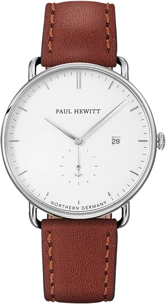PAUL HEWITT Orologio uomo Grand Atlantic Line White Sand - Orologio da  polso uomo (argentato) Orologio elegante uomo con quadrante bianco e  cinturino in pelle marrone : Amazon.it: Orologi