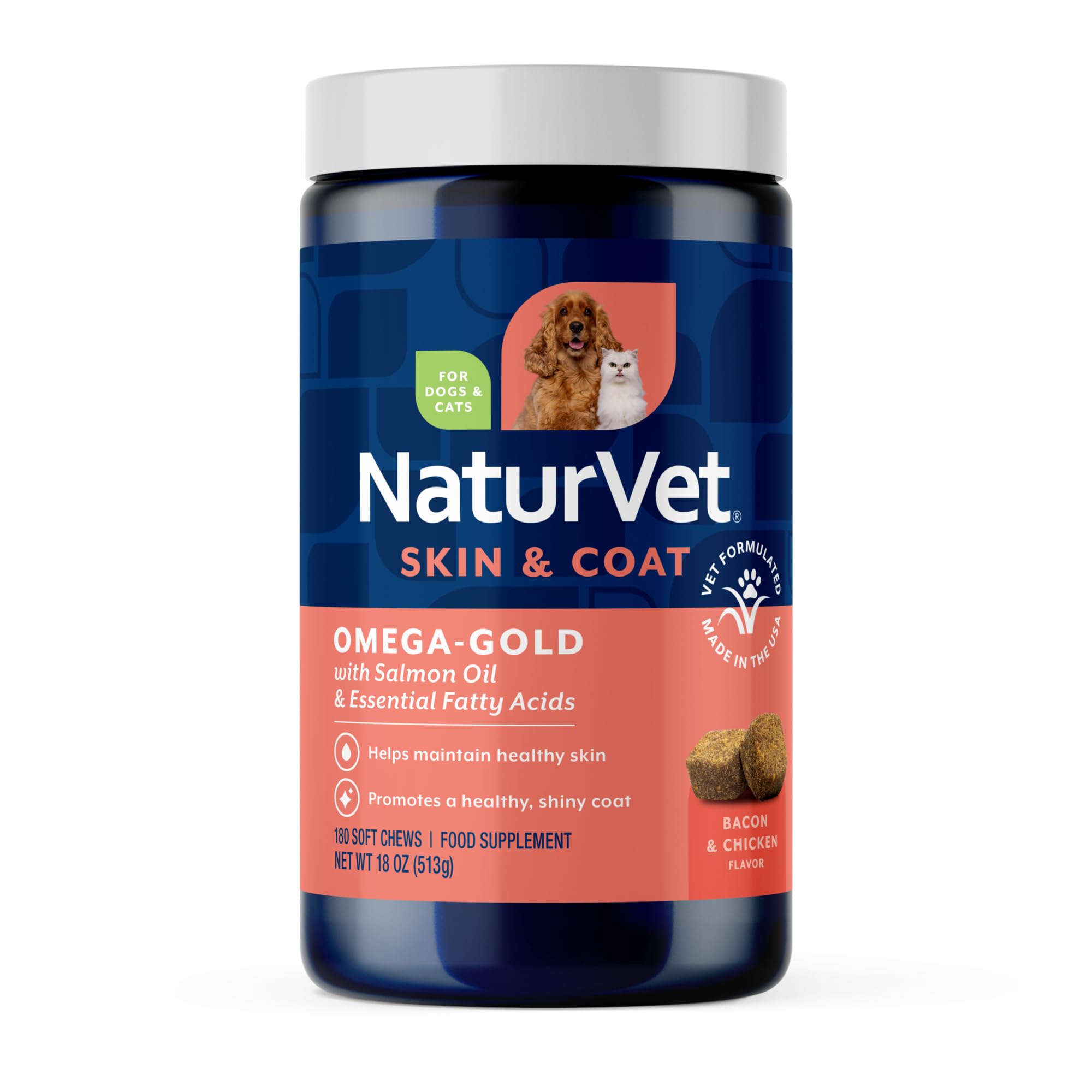 Omega Gold Complément alimentaire peau et pelage pour chiens – Huile de saumon avec acides gras oméga-3 et oméga-6, DHA et EPA pour une peau saine, un pelage brillant, une santé des articulations et