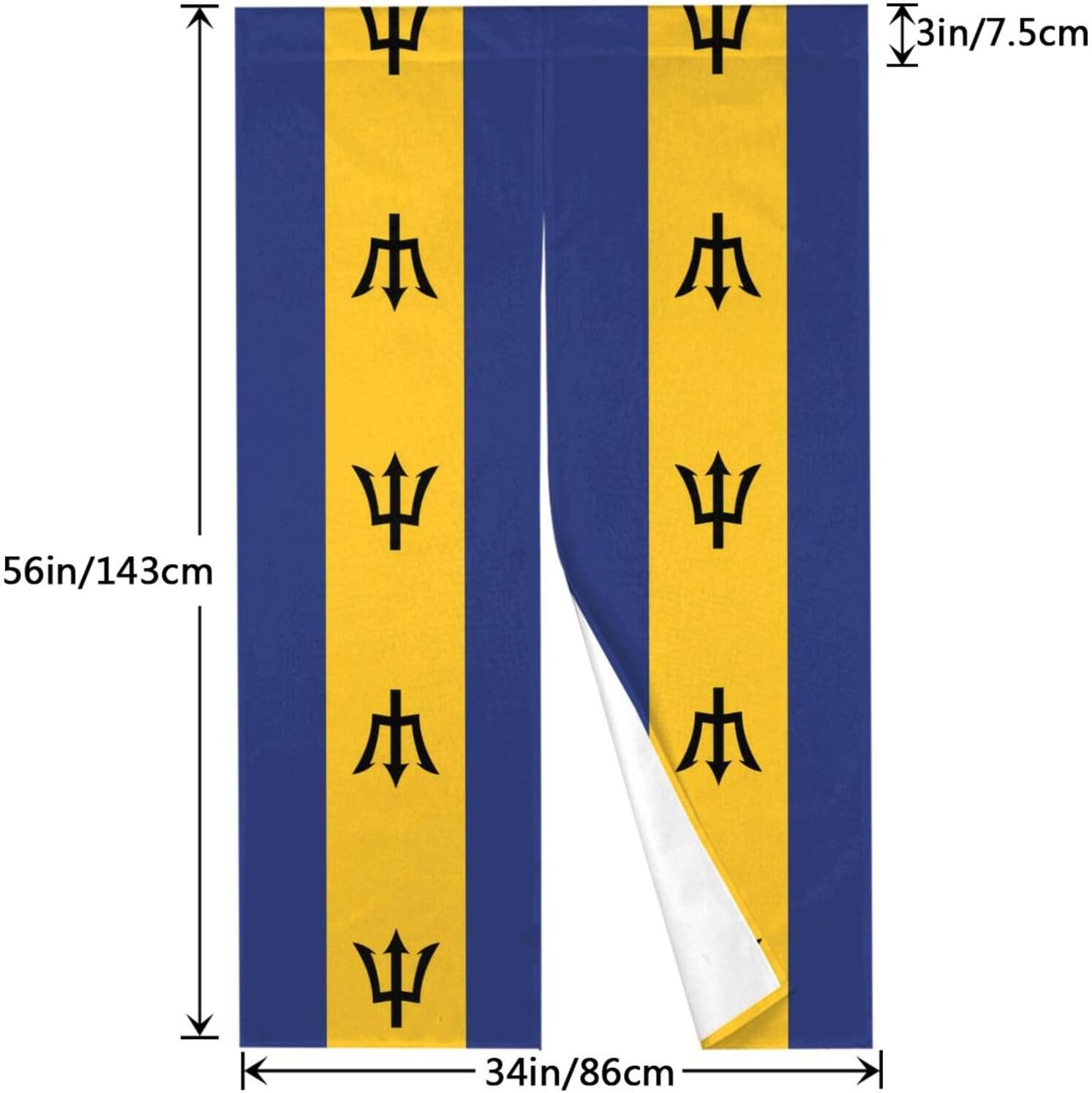 Flag of Barbados Hawaiian Door Curtain 34x56in, Door Privacy partition Feng Shui Curtain, Suitable for Bedroom Bathroom Restaurant