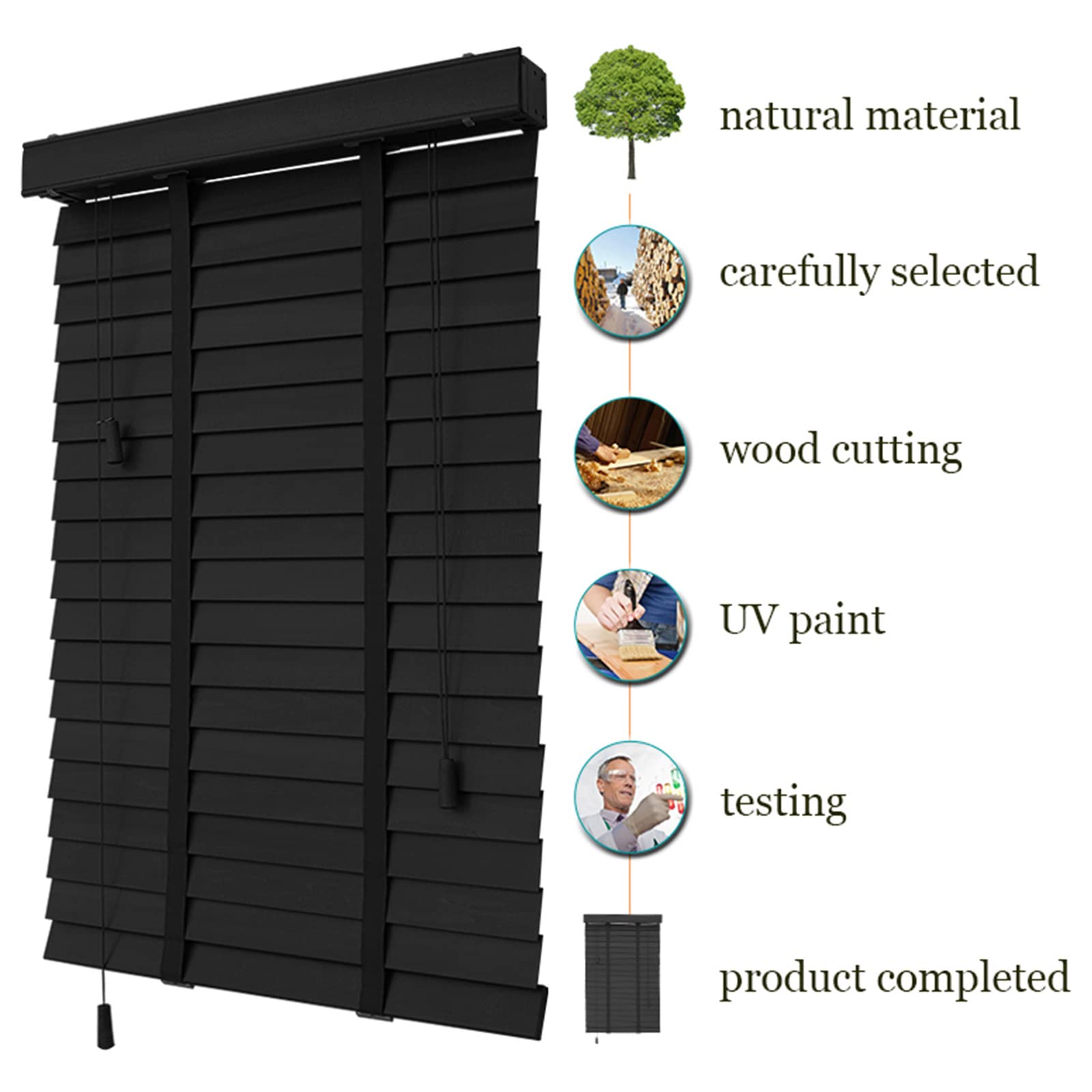 Amazon.com: Xrdbfd Solid Wood Blinds for Windows, Black