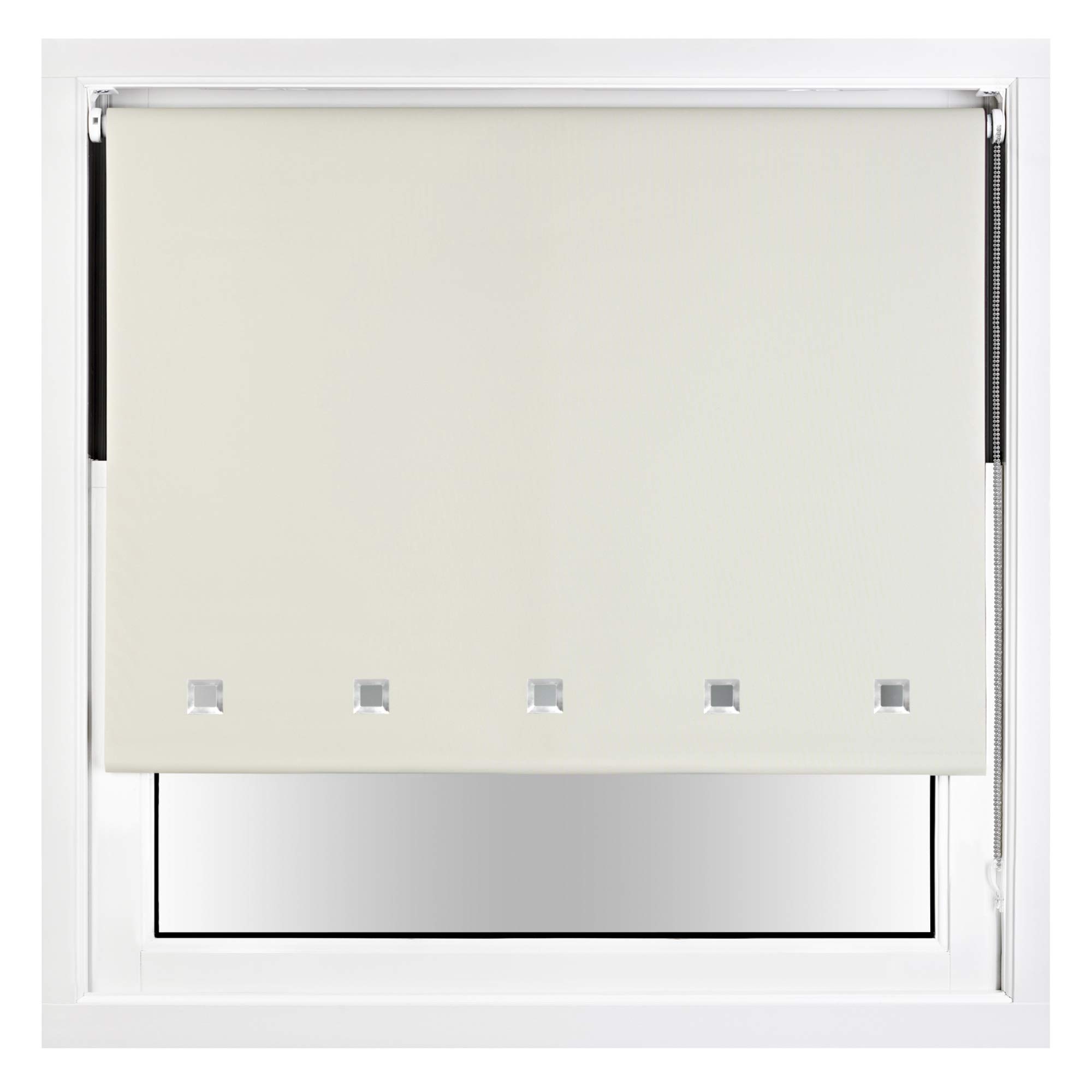 FURNISHED Blackout Roller Blind with Square Eyelets & Metal Fittings Trimmable - Cream, 160W x 165H cm