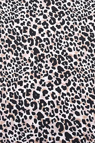 Sofiepj Women's Drawstring Waist Comfortable Soft Relaxed Cozy Belt Loops Printed Chemise Robe 2 Piece Sleep Set Bedtime Relaxing Lounging Party Traveling Tan Leopard S #TOP1