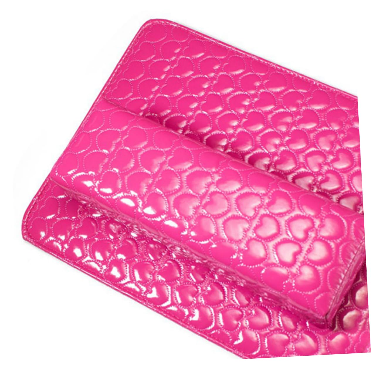 MERRYHAPY 1set Pu Leather Manicure Hand Rest Cushion Heart Pattern Comfortable Wrist Support for Nail Art Salon Use Rosy