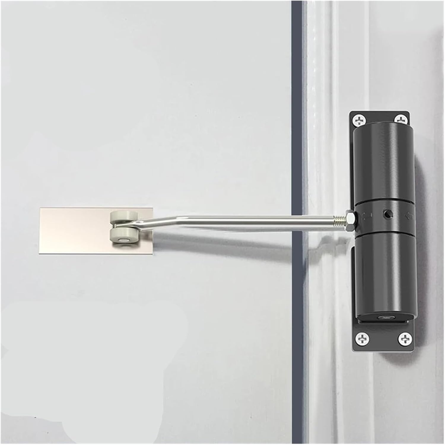 Automatic Door Closer Adjustable 30KG Soft Closing Spring Device Hydraulic Buffer Mute(Gray)