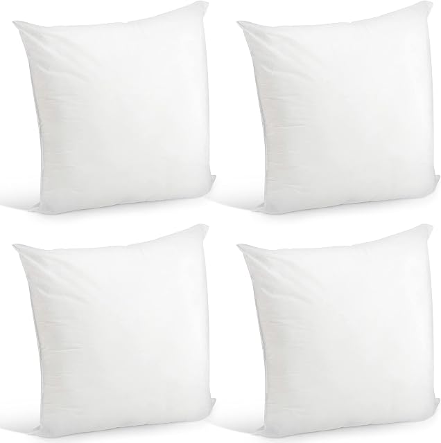 Cushion Inner Pads - Bounce Back Virgin Hollow Fibre Plump Cushion - 45 x 45 cm (18" x 18")  Square Inserts Fillers Decorative Pillow Stuffer for Sofa Couch Cushions  Made in UK (Pack of 4)