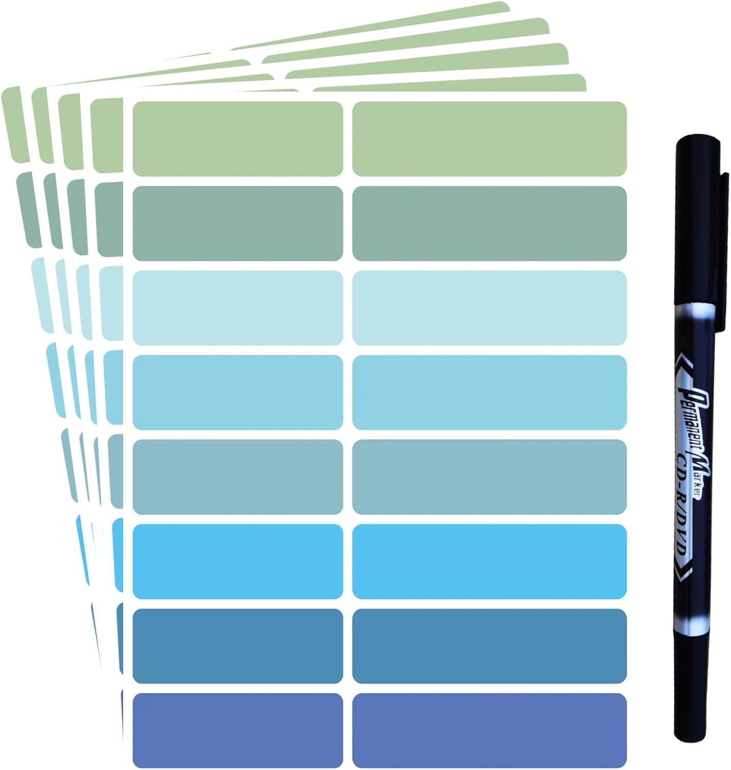 PreFeel Waterproof Removable Name Labels - 320PCS Adhesive Stickers with Pen for Water Bottles, Kids School, Baby Daycare, Home Office