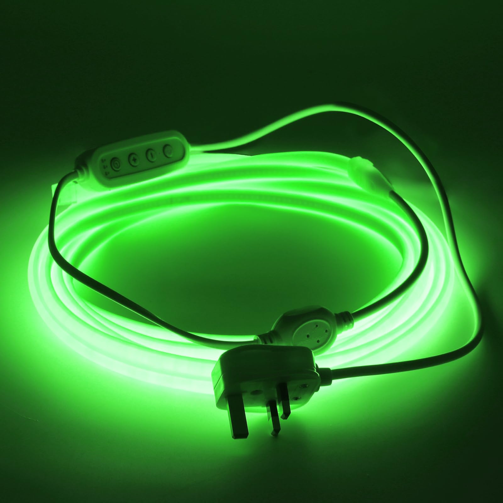 Wisada 220V Dimmable Timer COB LED Neon Strip [19M, Green], IP65 Waterproof Flexible, 288 LEDs/M Cuttable FCOB LED Strip CRI90+, Home and Store Decoration