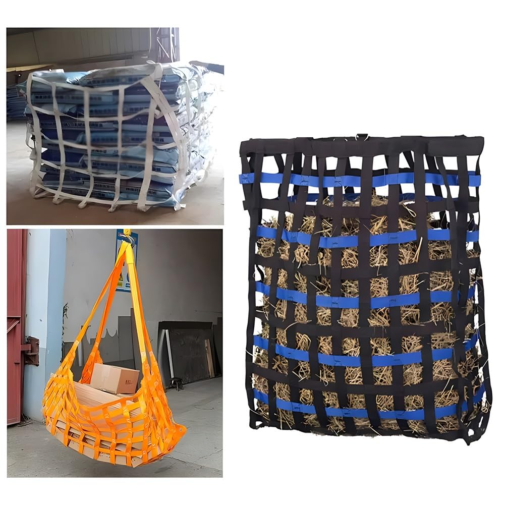 Zfmnoyev Cargo Lifting Net - Polyester Lifting Nets, Square Mesh Hanging Netting for Construction Rigging, Heavy Duty Nylon Trailer Cargo Net, for Pier, Logistics(1.5x1.5m-2T)