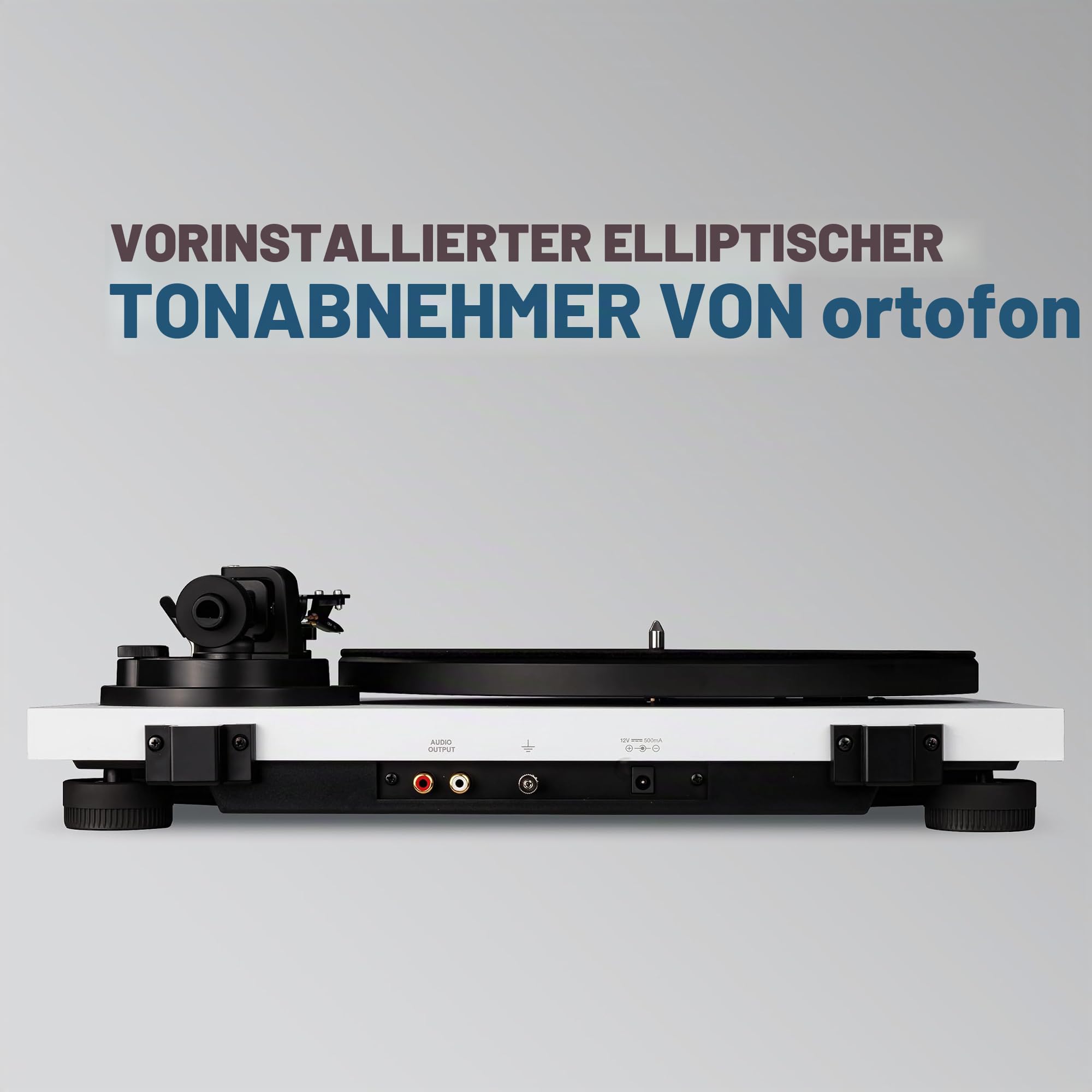 Reloop Turn 2 – Riemenangetriebener analoger HiFi Plattenspieler (33/45 RPM) mit geradem Tonarm, Ortofon OM10 Tonabnehmersystem, druckgegossener Aluminium-Plattenteller mit Chromumrandung