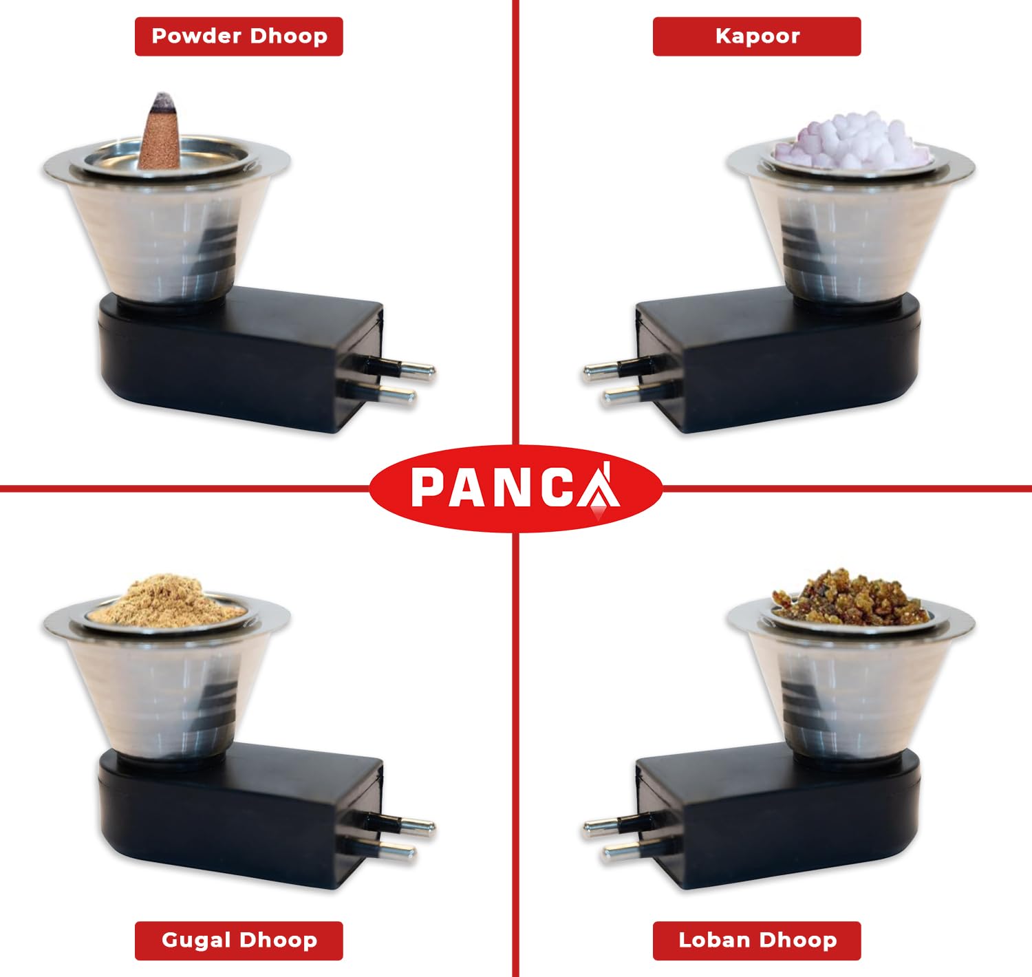 PANCA Steel Kapoor Dani Set of 2 Night Camphor Diffuser, Bakhoor Burner Electric Incense Burner,Dhoop Dani for Office, Home(2) 4