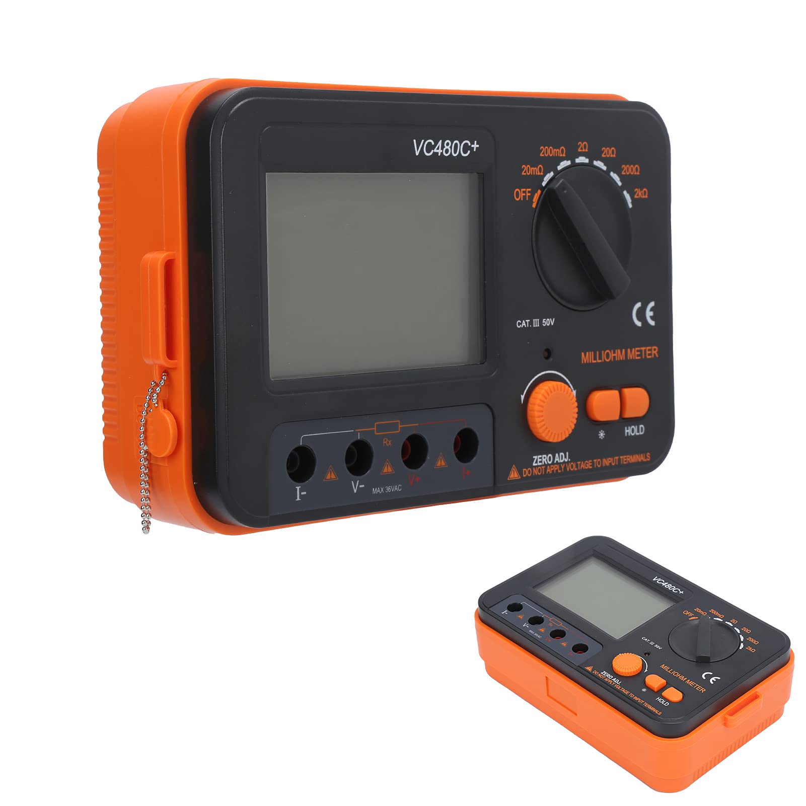 VC480C Probador Digital de Miliohmímetro de 6 Rangos, Medición de Baja Resistencia en CC con 4 Cables, Pantalla LCD Grande, Portátil y Ligero para Precisión y Aplicaciones Profesionales