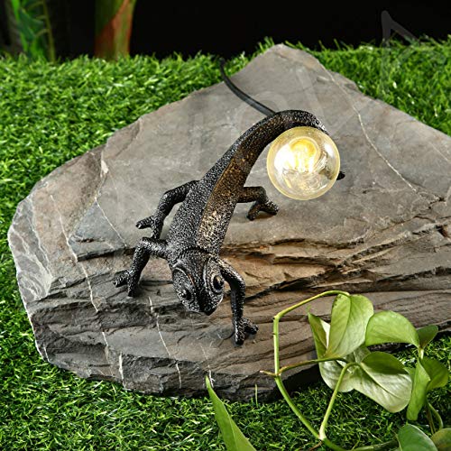 Image of MAYOLA Modern Chameleon Table Lamp,Desk lamp,Night Light,Wall Lamp, Resin Chameleon Lighting Fixture for Living Room, Bedroom, Office,Kids(Table Lamp, C-Black)