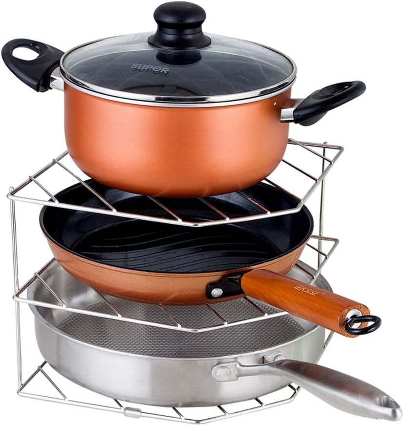 3-Tier Stainless Steel Corner Shelf - SUS304 Kitchen Organizer, Space-Saving Plate Rack for Counter & Cabinet, Durable & Stylish Storage Solution (1 Pack, Color A)