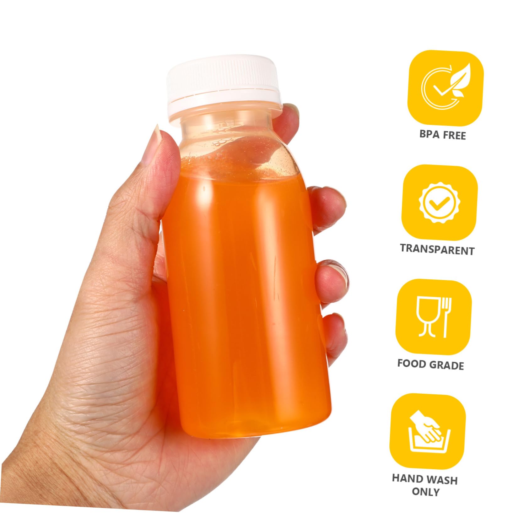 GOOHOCHY 10pcs Transparent Pet Beverage Bottles Lids Practical Milk and Juice Containers for and Reuse for Daily Life and Use