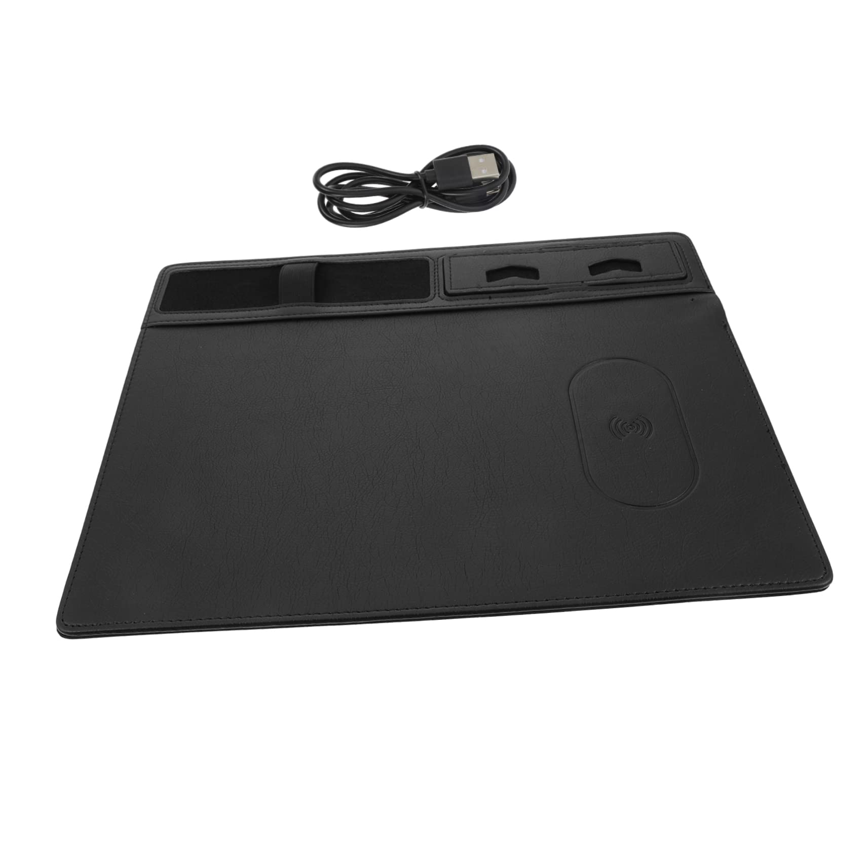 Tappetino Anti-schizzi Ricarica Wireless in Mouse per Supporto p Telefono, Superficie Pu Nero, per Ufficio e Scrivania