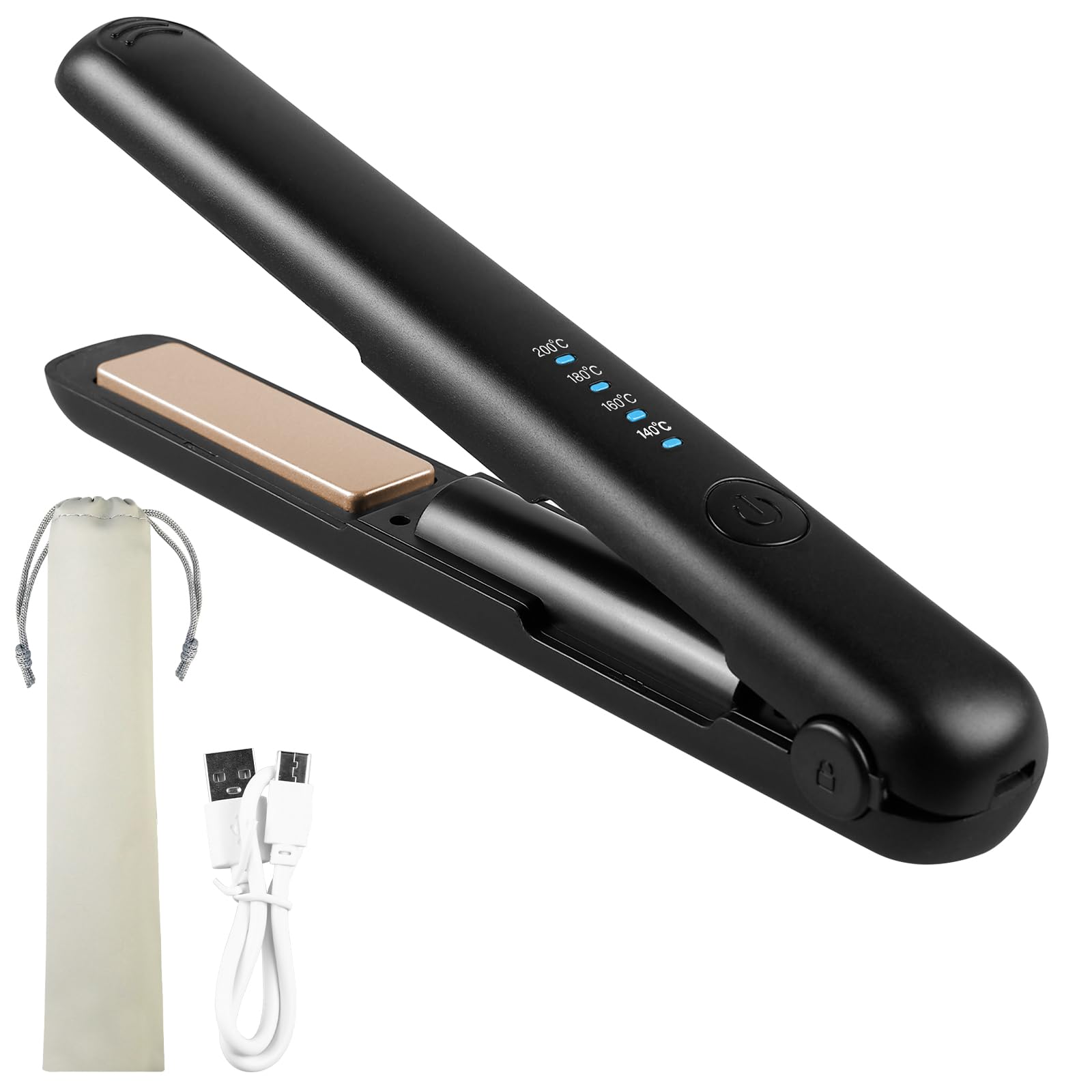 Lisseur Sans Fil Mini 2 in 1 Rechargeable Avec 4 Températures, Chauffage Rapide 20S, Portable 3200 Mah, Idéal pour Déplacements