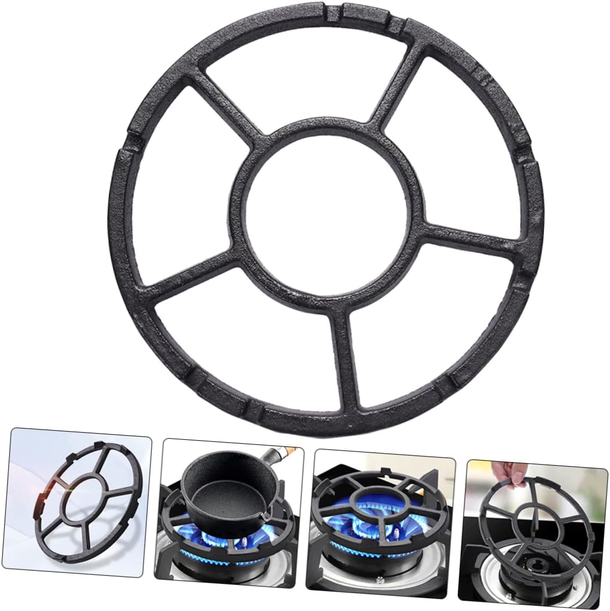 Cabilock 2pcs Anti-slip Cast Iron Wok Rack Kitchen Gas Stove Ring Non-slip Pot Support for Stable Cooking Stove Accessory for Home Chefs