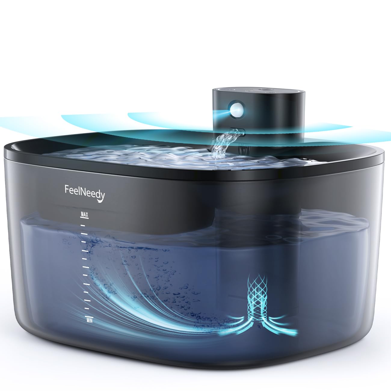 Fontanella per Gatti Senza Fili con Sensore di Movimento a Batteria 4000mAh, FEELNEEDY 4L Pro Fontana d'Acuqa per Gatti senza BPA con Pompa Potenziata Senza Lavaggio