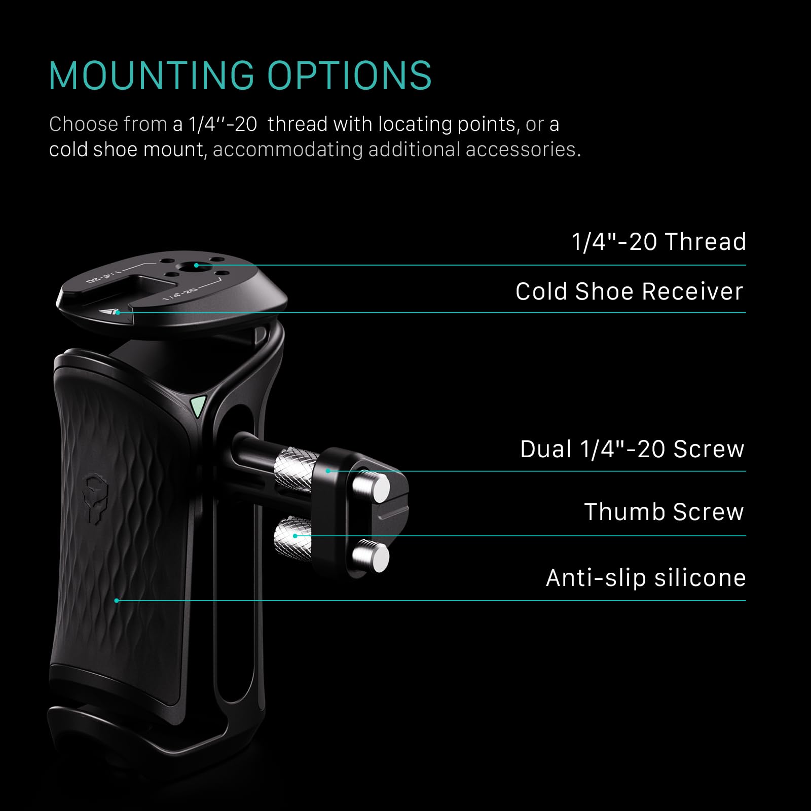 Tilta Xeno TA-XSH4-B - Maniglia laterale con doppie viti da 1/4"-20, impugnatura laterale ergonomica per fotocamere DSLR/Mirorrless e monitor Rigs - Nero